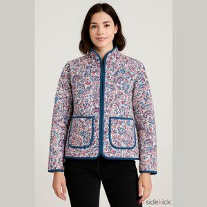 7 for All Mankind Floral Quilted Cottton Jacket with Blue Trim Size XS